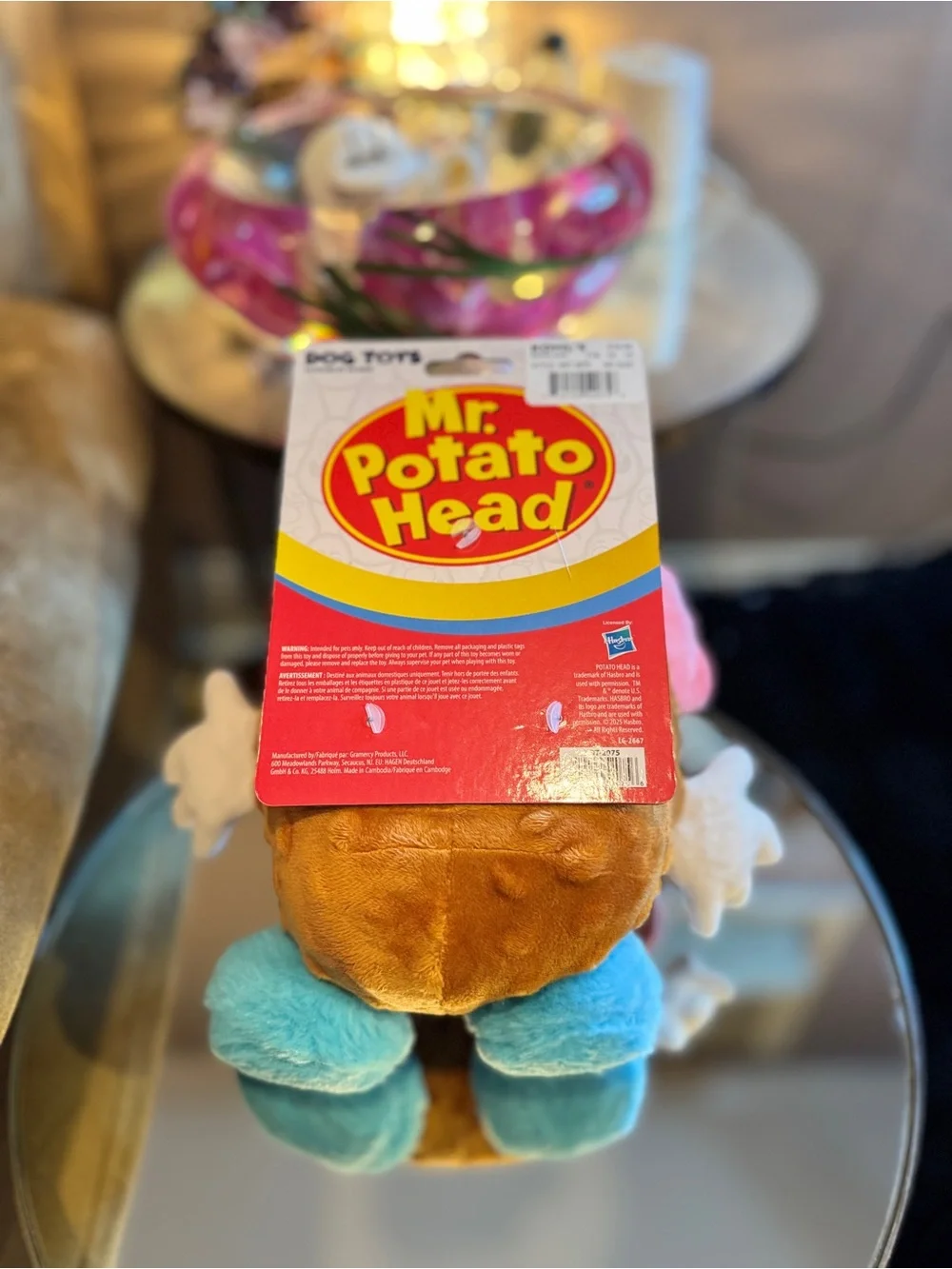 DISNEY HASBRO Mr. Potato Head Plush Dog Toy Squeak, Crinkle & Rope NWT 12”